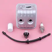 Exhaust Muffler, for Husqvarna, 435 440 445 445E 450 Fuel Filter Line Primer Bulb Spark Plug Chainsaw Replacement Spare Part Chainsaw Exhaust System