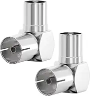TV Aerial Coaxial Adaptor - Male to Female Right Angle RF Coax Connector for TV Antenna & Satellite Cables (2 Pack)