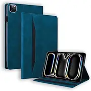 Nexue for iPad Air 13 Inch Case 2024 M2, 13" iPad Air Case 2024 iPad Air 13 Cover,Leather Folio Cover (Supports iPad Pencil Charging) with Auto Sleep/Wake Card Slots (Blue)