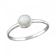 Silver Opal Round Ring
