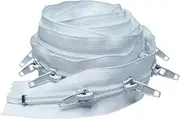 JOSDIOX 5 Yards Long Bulk Zipper Roll for Sewing by The Yard - Continuous Nylon Coil Zipper Tape with 15 Installed Sliders and Pulls in White