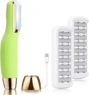 Dermaplane Razor for Women Face, Dermaplaning Tool for Exfoliating and Peach Fuzz, Facial Hair Removal with Sonic Edge Technology Beauty Tool with Wireless Charging & 16 Replaceable Blades(Green)