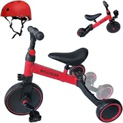 MIKUDREAM 6 in 1 Toddler Bike for 1 Year to 5 Years Old Kids, Baby Walker, Balance Bike, Tricycle, Bicycle, Toys for Boy & Girl, Balance Training, Removable Pedals, Protective Helmet Included