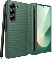 [Miimall] Shockproof Cases for Fold 6 Case with Pen Holder, [Built-in Thinner S Pen Holder][All-Inclusive Protection] Anti Drop Protective Case for Galaxy Z Fold 6 Case Hinge Protection, Green