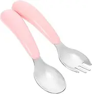MOLUCKFU Adorable Children's Fork Spoon Set Non-Toxic Compact Size Training Utensils for Toddlers