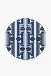 185' Round | Machine Washable Runner Rug | Kid & Pet Friendly | Indoor Rug | Jonathan Adler Greenwich Blue Rug | Ruggable
