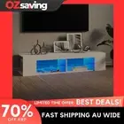 TV cabinet LED lights RGB white 135x39x30 cm modern stylish 4229