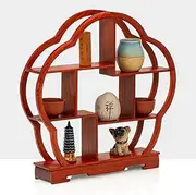 Solid Wood Desktop Small Antique Shelf Duobaoge Tea Set Coaster Purple Clay Pot Ornaments Display Stand Antique Shelf,A
