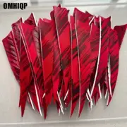 50Pcs 4" Shield Arrow Feather Red Ink Fletches RW LW For Traditional Bow Arrow