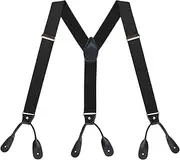 [Guokoo] Button Braces for Men Y-Back Genuine Leather Trimmed Button End Tuxedo Trousers Pant Braces Mens Suspenders