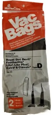 Vacuum Cleaner Bags 2 Count Royal Dirt Devil Featherlite Lite Type D 2 Count
