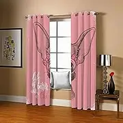 Exquisite Curtains for Kids Bedroom Pink&Animals 3D Pattern Microfiber Blackout Fabric Eyelet Window Drapes for Kids Nursery Playroom 2 Panels W168cm (66") x D138cm (54") x 2