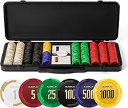 SLOWPLAY Godel 14g Clay Poker Chips Set for Texas Hold’em, 500 PCS [with Numbered Values] Features a High-end Chip case with Extra Durable German Polycarbonate Shell, Ideal Gifts for Poker Players
