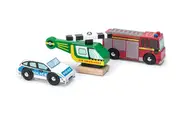 3pc Le Toy Van Emergency Vehicles Set Kids Children 10x5cm Wooden Toy 2y+