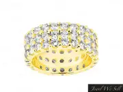 4.00Ct Round Brilliant Diamond 3Row Eternity Band Wedding Ring 10K Gold G-H I1