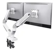 Dual Monitor Stand - Full Adjustable Monitor Desk Mount Swivel Vesa White