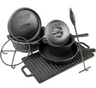 Kings Cast Iron Cooking Set Dutch Oven Skillet Griddle Saucepan Trivet & Lifter