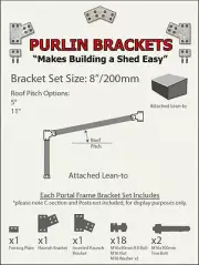 Attached Skillion Lean-to Shed 8inch C Section Purlin Bracket Set-Garage-Farm