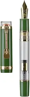 Jinhao Tiandao 1935 Fountain Pen #8 Sword Fine Nib, Green and Clear Acrylic with Large Converter and Guitar Clip