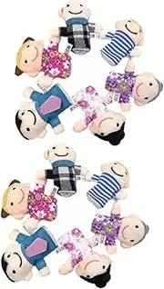 2Sets Mini Finger Puppets Family Educational Cloth Hand Puppets for Interactive Learning for Kindergarten Includes Grandpa Grandma Parents Siblings