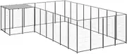 Dog Kennel Black 10.89 m² Steel,Dog Kennels & Runs 46.65KG-3082226