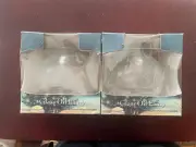 2 Hand Blown Glass Oil Lamps Round Pattern w/Funnel and Replacement Cotton Wick
