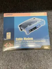 Linksys BEFCMU10 Black Blue Wired Cable Modem with USB and Ethernet Connections