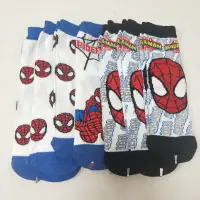 在飛比找蝦皮購物優惠-二手全新襪子蜘蛛人圖案動漫風hang ten短襪童襪大人藍色