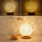 Wooden Rattan LED Table Desk Bedside Night Light Lamp Home Room Decor Warm⇧