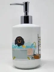 Longhair Black and Tan Dachshund Ceramic Soap Dispenser Hand Soap Dispenser