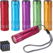 Small Mini LED Flashlight Pack of 6 COB Flashlights for Kids 100 Lumen with Batt