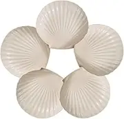 Fkereg Set of 5 Shell Shape Dessert Plates 15 cm, Small Plates for Appetizers, Reusable Plastic Wedding Cake Plates, Snack Salad Party Serving Plate for Travel Camping Picnic, Beige