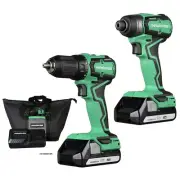 Metabo HPT Cordless 18V Drill and Impact Driver Combo Kit | Sub-Compact | Bru...