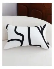 [Soga International] Modern Minimalist Black Letter Print Decorative Rectangular Throw Pillow 30cm in White