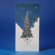 Christmas Tree Painting, Acrylic on Canvas Signed, Abstract Wall Decor