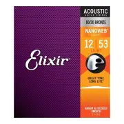 Elixir Nanoweb 80/20 Bronze Acoustic Guitar Strings .012-.053 Light 11052