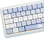 COOMICKEY Blue White MOA Profile Custom PBT Keycaps 132 Keys Set Dye Sublimation Keycaps for 61/87/104/108/84/64/98/96 Mechanical Keyboard