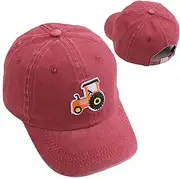 [YGCHEN] Tractor Baseball Cap Children's Baseball Cap Car Baseball Cap Hat Summer Hat Adjustable Baseball Hat Peaked Cap Sports Sun Protection Cap for Boys Girls (Wine Red), Wine red, S
