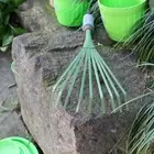 Garden Rake Ergonomic Handle Leaf Rake for Yard Flower Beds Tool Lawns Grass