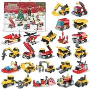 Advent Calendars 2024 Advent calendars for kids 24pcs Engineering and Fire Truck Building Blocks Toys for Boys Advent Calendar 24 Days Gifts for Kids Boys Girls Christmas Countdown Calendar