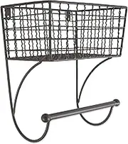 Home Traditions Z02226 Rustic Metal Wall Mount Shelf with Towel Bar, Small, Gray