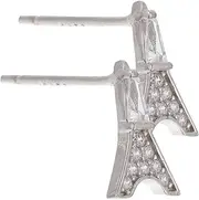 [COLLBATH] 1 Pair S925 Silver Eiffel Tower Shape Fashion Ear Studs Romantic Simple Earrings Lightweight Jewelry Decorations for Women
