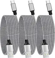 esbeecables 6ft 3A Fast Charging USB-C to USB-A Nylon Braided Data Sync Transfer Cable (3 Pack) for iPhone 16/15, Galaxy, Pixel, Airpods