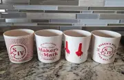 Set of 4 Maker’s Mark Bourbon Whisky Plastic Rocks Glasses 4 Styles -Travel Cups