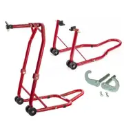 Warrior Front Head And Rear Motorcycle / Bike Paddock Stands & Bobbin Hook Combo