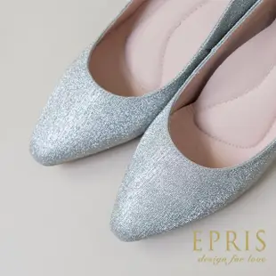 【EPRIS 艾佩絲】現貨 素面高跟鞋 高冷女神 銀邊裝飾特殊鞋跟 高跟鞋推薦 21.5-26-閃亮銀(女鞋)