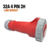QIXING IP67 Line Socket - 32A 4 Pin Reefer QX2177