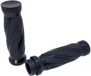 Pro-One 490011B Black Custom Twisted Rubber Grips TBW Harley Big Twin 08-20