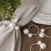 Pearl Napkin Rings Set of 6Silver Napkin Holder Dinning Table Setting Rustic ...