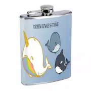Narwhals D1 Flask 8oz Stainless Steel Hip Drinking Whiskey